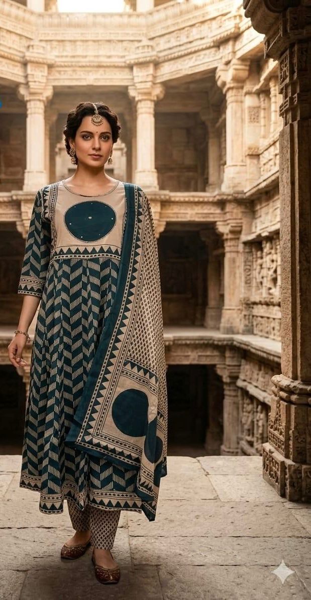 🌸 Full Cotton Anarkali Dress Set with Dupatta