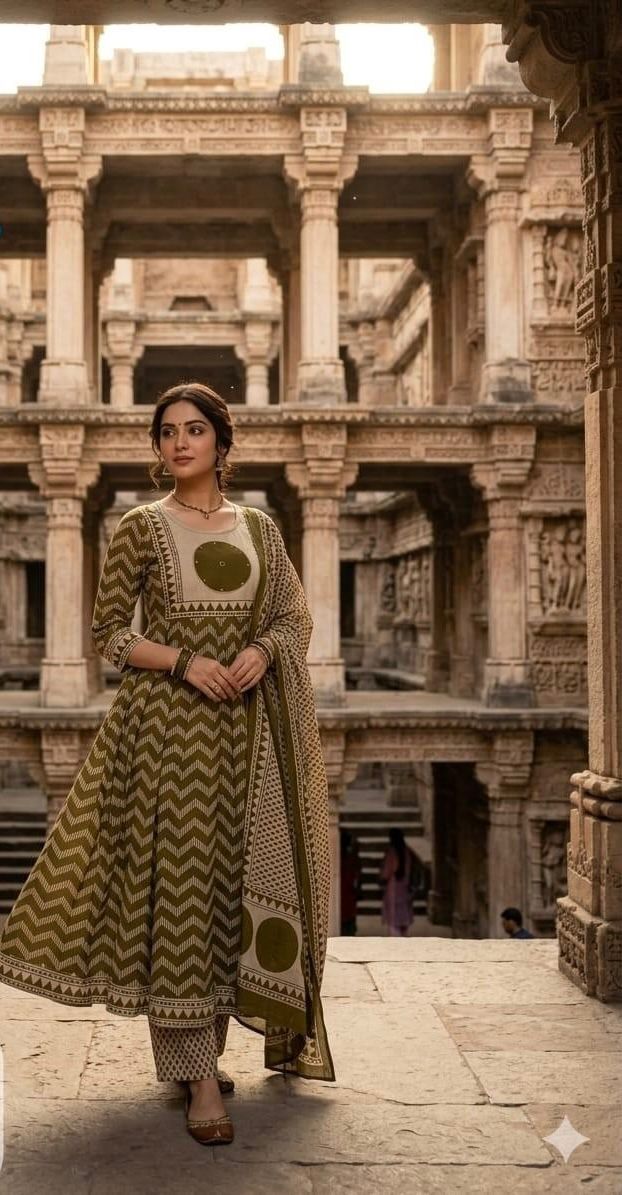 🌸 Full Cotton Anarkali Dress Set with Dupatta
