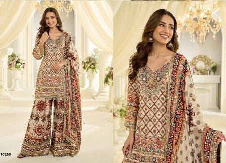 Premium Natural Crep Silk Designer Palazzo Set