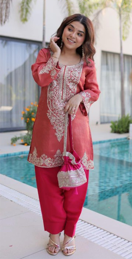 Designer Readymade Top-Pant Set with Batwa