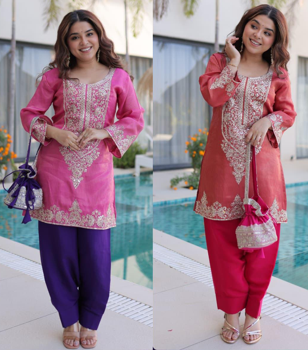 Designer Readymade Top-Pant Set with Batwa